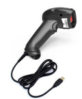 USB Laser Barcode Scanner Wired Handheld 1D Barcode Scanner Reader Black With 150 Scans Per Second LED Indicator And Buzzer