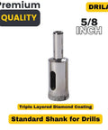 Five Eighth Inch Diamond Drill Bit For Glass Tile Ceramic Porcelain And Granite Countertops A Pro Grade Hole Saw