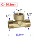 Brass One Half Inch Threaded Hose Connector Tee Joint Three Way Water Divider Pipe Fitting Adapter Set Of 10, 1/2 inch brass tee
