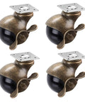Heavy Duty Vintage Brass Swivel Caster Wheels 2 Inch Solid Metal Plate Rolling Hardware for tables and shelves, four pack.