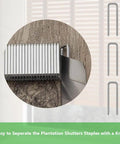 Fixin Your Shutters Now Score This Plantation Shutter Staple Repair Kit With 40 Pieces To Mend Broken Hardware and staples separated with a knife.