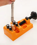 Hand Drilling Vise Set For Beads And Small Parts, Handy 4 Point Clamp With Hand Pin Vise For Jewelry Making, orange plastic, hand drilling bead holder