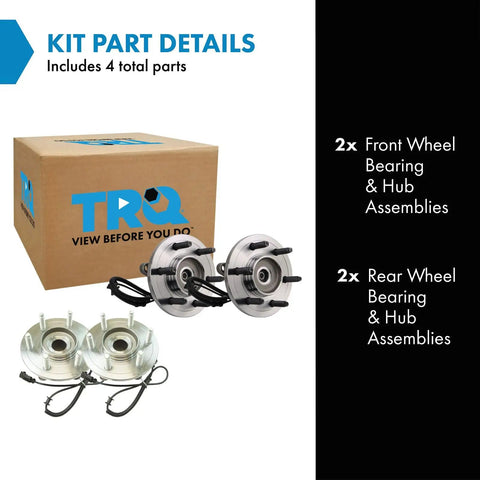 Premium Garage Grade Front And Rear Wheel Bearing Hub Assembly Complete Drop In Replacement Kit For Daily Drivers with box and components.