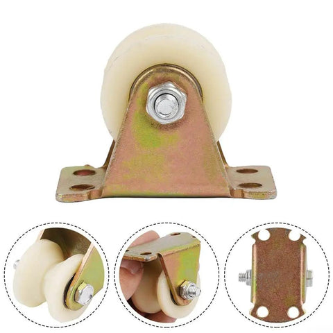 Heavy Duty Nylon Grooved Roller Pulley With Precision Double Bearing And Rust Proof Galvanized Steel Mount Bracket shown from the front.
