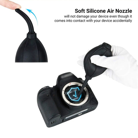 Soft Tip Silicone Air Blower For Cameras And Gadgets Super Handy Dust Cleaner with Microfiber Cloth cleaning camera sensor
