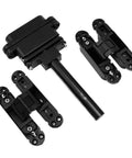 Heavy Duty Adjustable Concealed Door Hinge Delivers Smooth 180 Degree Rotation Crafted From Tough Zinc Alloy black parts.