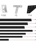 Top Shelf 3D Printer Parts Kit Upgrades Your Maker Rig With BLV MGN Cube Aluminum Extrusion 2020 And 2040 Profiles Offers 454 Mm Vertical Clearance In Sleek White Finish, showing black aluminum extrusions and hardware.