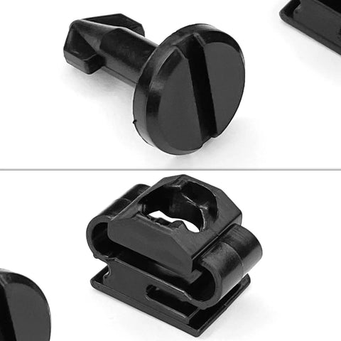 Close-up of Honda Engine Cover Stud And Stay Grommet Kit for exterior mounting, durable plastic, black color.