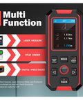 Straight Shooting 3 In 1 Stud Finder And Wall Scanner With Laser Tape Measure Quick AC Wire Metal Pipe Locator Bright Screen showing digital measures.