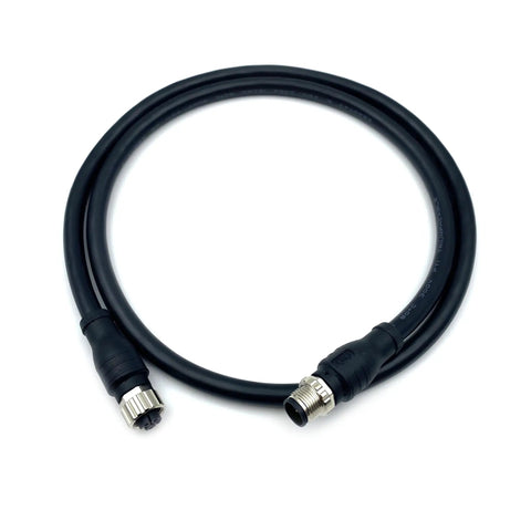 Five Pin L Code M12 Connector Cable From Female To Male For Rail Transit Power And Robotic Arm Control IP67 Waterproof; 1 Meter Wire.