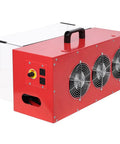 Lmaoss Heavy Duty Portable Tabletop Air Filtration System With 725 Cfm Powerful Dust Collection And Cleaning For Woodworking Shops Include High Efficiency Hephasep Filter Variable Speed Control Plus Dual 110V Outlets For Easy Power Access In Any, red tabletop unit with three fans and dual outlets.