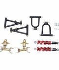 Front Suspension Shock Swing Arm Kit For ATV Quad Go Kart, 220mm Upper And Lower Steering Knuckle Spindle Replacement, kit components visible
