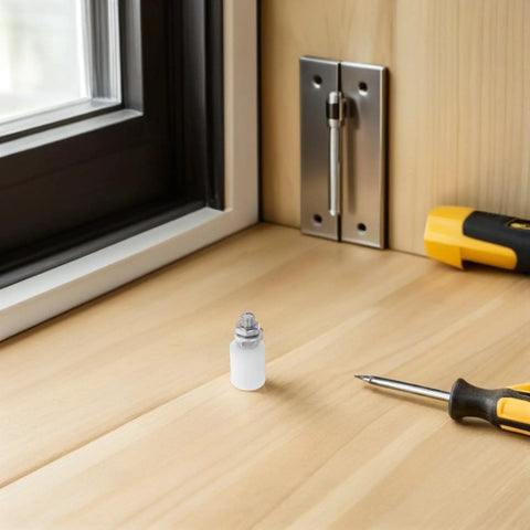 Six Piece Nylon Sliding Door Wheel Guide Set With Smooth As Butter Rollers For Barn Hardware And Closet Tracks Zero Squeak Performance No Fuss Cleanup Heavy Duty Replacement Parts For Daily Home Projects on wooden surface.