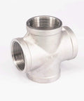 1-1/2 Inch BSP Female Cross 304 Stainless Steel 4 Way Pipe Fitting For Water Oil Air Systems, Heavy Duty Connector