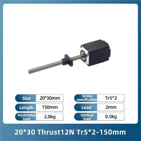 Wicked Precise Micro NEMA8 Stepper Motor With Linear Lead Screw Rod delivering solid thrust, 20x30mm size, 150mm length.