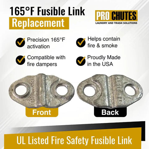 Heavy Duty 165 Degree Fusible Link For Laundry And Commercial Trash Chute Dampers UL Listed Thermal Fuse Switch showing front and back view.