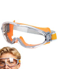 Rugged Mowing Goggles Featuring Anti Fog Coating And Tight Windproof Seals Keep Your Peepers Protected Against Grass Scrapes And Fine Dust While Trimming Land Or Running The Leaf Blower All Day, transparent with orange accents.