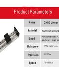 Rock Solid Linear Guide Motion Module Rail For CNC Tables With Nema23 Stepper And 1204 Ballscrew, 800mm Travel, Ultra High Precision 0.03mm, Speed 0-50mm/s, Horizontal Load Up To 60kg, Ideal For CNC, Robotics And Automation, GX80 linear guide specs