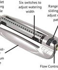 Top view of All Metal Oscillating Lawn Sprinkler With Rust Proof Aluminum Base, 4,100 Sq Ft Coverage, showing controls and features.