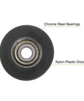 Built Tough U Groove Pulley With Nylon Coated Roller Bearing showing chrome steel bearings and nylon plastic groove for sliding doors.