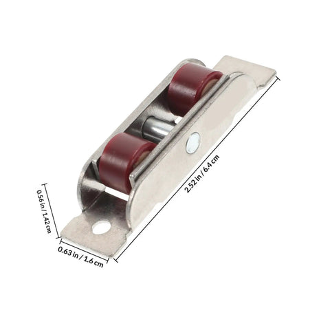 Heavy Duty Double Flat Sash Rollers And Slick Sliding Window Pulleys For Glass Doors And Barn Tracks Premium Glide Hardware Kit with robust roller and stainless steel mount.