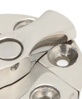 Close-up of Rugged 316 Stainless Steel Marine Hatch Latch 45 Millimeter Round Boat Door Catch with smooth finish and locking mechanism