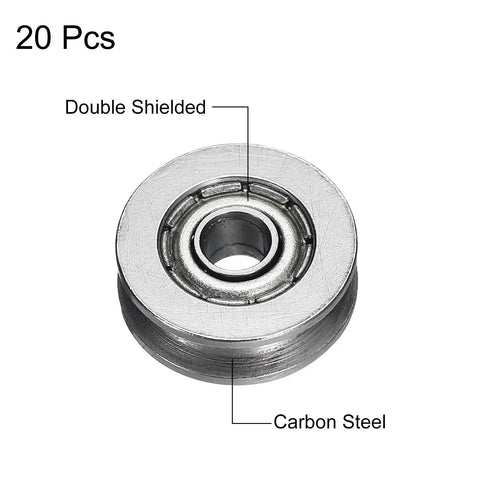 Top Shelf Twenty Pack V Groove Guide Pulley Bearings For 3 By 12 By 4 mm Precision Linear Support Wheels Hardened Carbon Steel Double Shielded