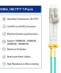 Badass Om4 LC To LC Fiber Patch Cable 1M 3Ft multimode cable with LC to LC connectors for data center use.