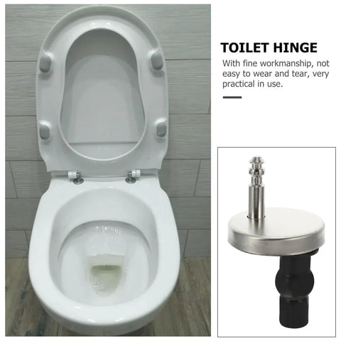 Premium Quick Release Toilet Seat Hinge Kit With Top Mount Hardware Includes Screws And Nuts For Standard Toilets, viewed from above with toilet bowl.