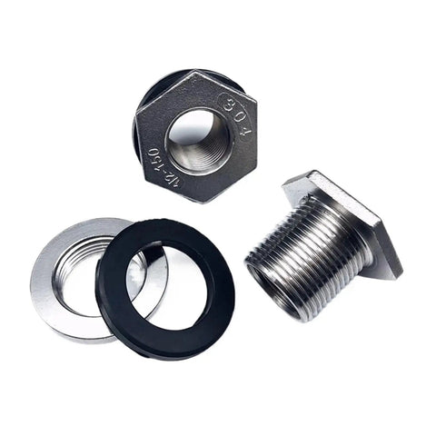 Stainless Steel Bulkhead Pipe Fitting Connector Kit One Quarter To Two Inch BSPT Female SS316L And 304 Stainless Water Tank Hole Drainer