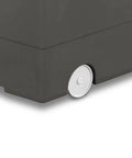 Smooth Rolling Storage Basket With Gray Plastic Mobile Organizer Bin Featuring Four Nifty Pivot Wheels and a visible wheel.