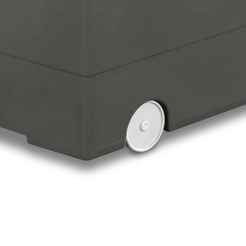 Smooth Rolling Storage Basket With Gray Plastic Mobile Organizer Bin Featuring Four Nifty Pivot Wheels and a visible wheel.