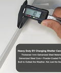 Heavy Duty Built Like A Tank EV Charger Weatherproof Cover Featuring Tight Magnetic Flip Lid And Tinted Canopy To Keep Your Daily Driver Secure Dry, measuring 1mm thick galvanized steel.