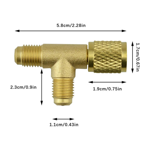 Two Pack Quick Coupler Access Tee Valve Adapters One Quarter Inch SAE Brass With Built In Valve Core And Swivel Connector