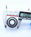 Close-up measurement of Battle Tested Pro Grade 6202ZZ High Temperature Sealed Ball Bearing 15X35X11MM TB6202ZZ showing 35mm.
