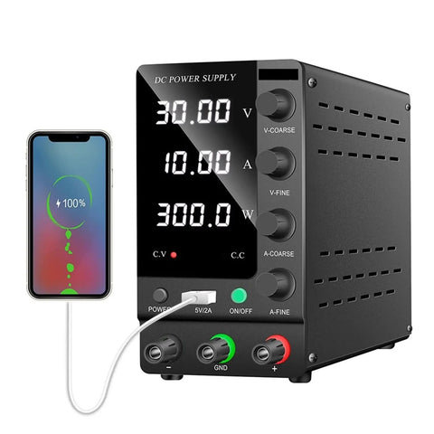 Built Tough Lab Bench DC Power Supply For Dead Reliable Electronics Testing With Precision Dial Controls Offering Adjustable 60V 5A And 30V 10A Output On Any Pro Shop Job Featuring Rock Solid Short Circuit Protection And Overload Shields.