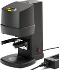 Badass Automatic Coffee Tamper Machine With Smart Metal Detection Auto Fill And Adjustable Pressure Settings For Completely Flawless Espresso Pours Daily, black plastic body with controls