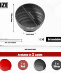 Magnetic Nut Cup Set With Telescoping Magnetic Pickup Tool And Two 6 Inch Magnetic Bowls In Red And Gray For Easy Part Sorting, Quick Identification, And Hassle Free Retrieval In Garage Or Workshop. Size chart shows 6-inch magnetic bowl and extendable pickup tool