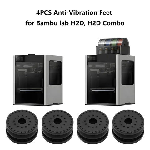 Rock Solid 3D Printer Anti Vibration Feet Pads With Screw And Gasket Replacement Kit Plays Nice With Bambu Lab H2D, showing four rubber pads.