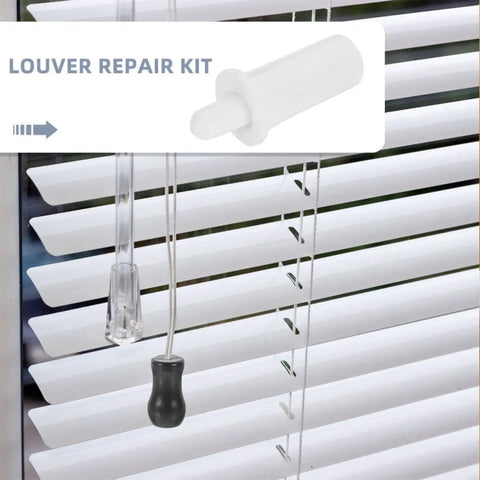 80 Piece Window Shutter Repair Pins Plastic Louver Hardware Kit for fixing white blinds with repair tool and lifting cord.