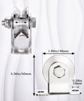 Heavy Duty Stainless Steel Cable Pulley System With Dual Ball Bearings 48 mm V Groove Roller Wheel dimensions labeled