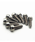 Premium 6Al4V Grade 5 Titanium Wheel Lug Bolts M7x32mm lightweight screws displayed for custom auto builds.
