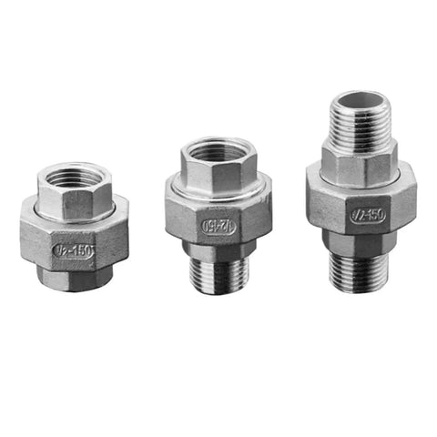 304 Stainless Steel BSPT Piping Union Set One And One Quarter Inch One And One Half Inch Two Inch Three Inch Female To Male Threaded Tube Connector Pipe Fitting G12 M To M Heavy Duty Easy Install