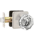 Crystal Interior Door Knobs 10 Pack For Hallway And Closet Doors Clear Glass Octagon Dope Door Handles With Satin Nickel Square Back Plate