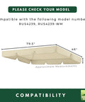Beefy 350 Denier Beige Replacement Canopy Top For Callimont Park Swing Models RUS4239 And RUS4239-WM with dimensions 79.5x46x7 inches