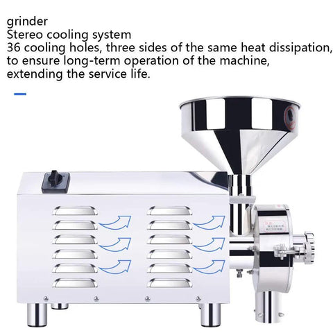 Powerful 1500W Electric Grain Mill High Speed Stainless Steel Grinder For Grains Herbs Maize And Spices cooling system
