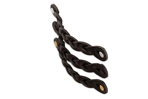 Braided Leather Drawer Pulls Set In Black Six And A Half Inch Length By One Inch Width Fashioned With Durable Leather For Dresser And Cabinet