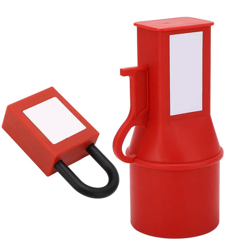 Rugged Industrial Socket Lockout Device For Maintenance showing red durable PP nylon plug with locking mechanism.
