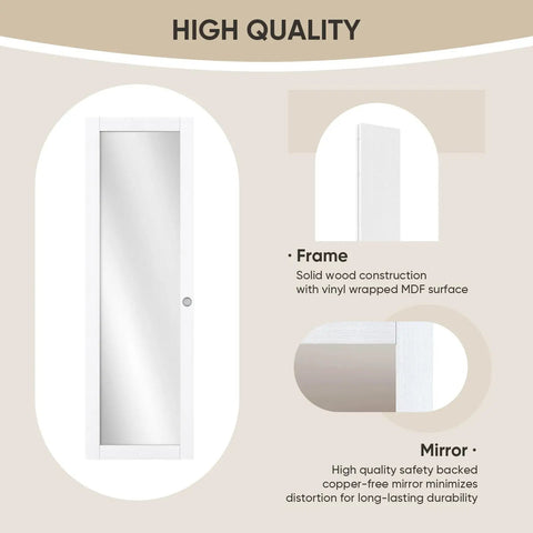 Heavy Duty 60 By 80 Inch White Preassembled Mirror Closet Door With Waterproof Wood Frame and Clear Mirror Panel.