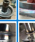 Various welding joints showcasing clean seams using Rock Solid Rotary Welding Positioner With Slick 90 Degree Adjustable Tilt And Heavy Duty Locking Handle For Effortless Manual Turntable Rotation On 180mm Chuck.